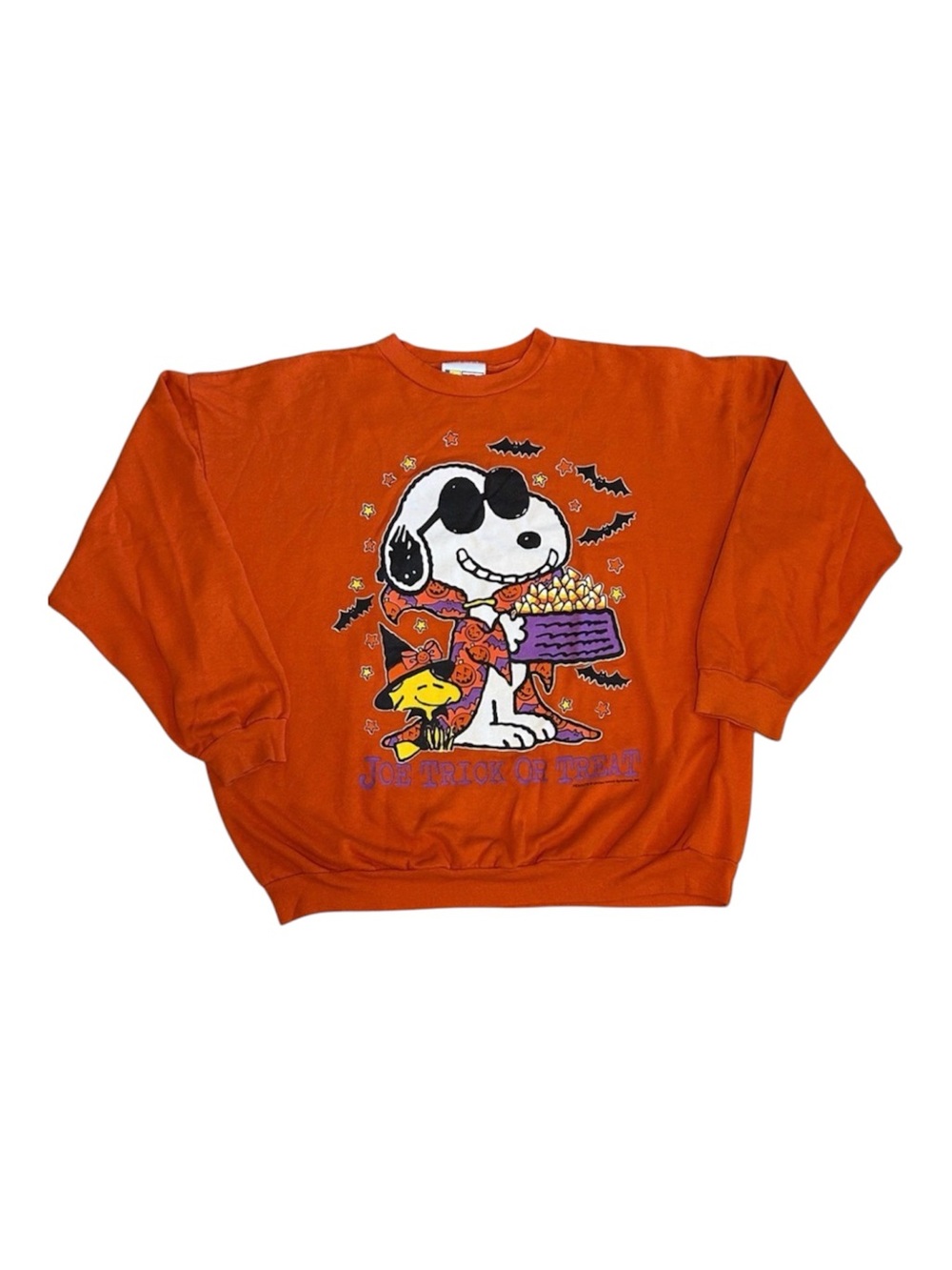 Vintage Peanuts Snoopy Joe Cool Trick Or Treat Halloween Sweatshirt Mens size XL